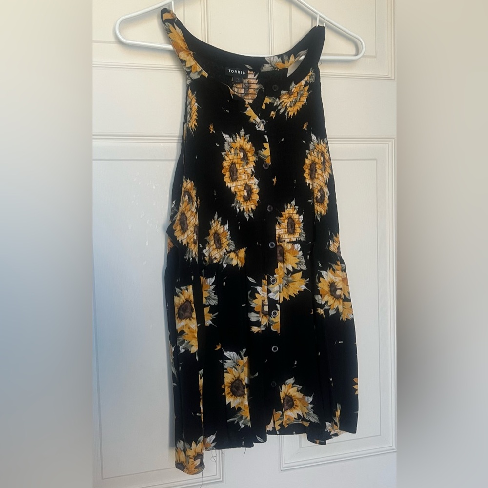 torrid Black Sunflower Print Tank Dress